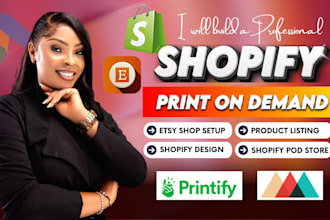 setup shopify print on demand, etsy printful printify print on demand store