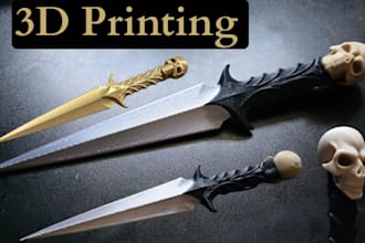provide 3d printing service for cosplay props, custom models, and parts