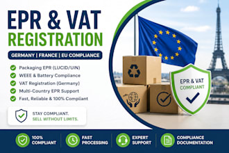 handle epr registration and compliance for germany, france, italy, spain, poland