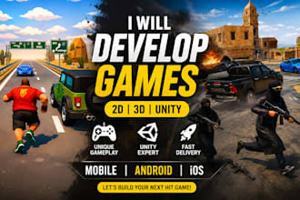 be your unity game developer for 2d 3d multiplayer game development
