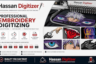convert logo into embroidery digitizing file in 1 hour