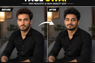 do photoshop face swap, background removal, and product colour change