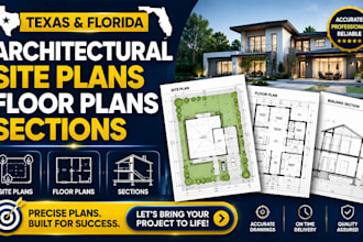 create architectural site plans, floor plans and sections for texas and florida