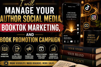 manage your author social media, booktok marketing, and book promotion campaign