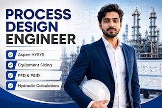 perform aspen hysys simulation, equipment sizing and process design