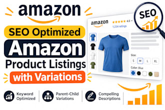 create SEO optimized amazon product listings with variations