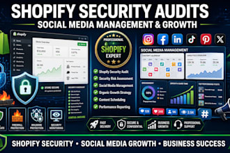do shopify security audits, manage and grow your social media professionally