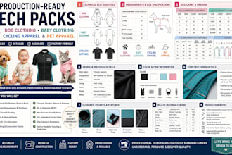 create a dog clothing and pet apparel baby clothing cycling apparel tech pack