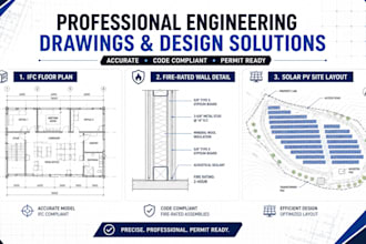 design draft ifc permit plans fire rated wall solar cad and civil sets