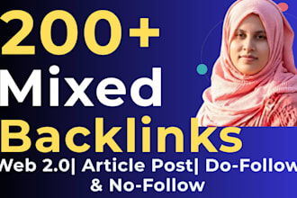 build 200 high quality mixed SEO backlinks for website