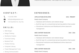 design a professional ats resume and CV using canva