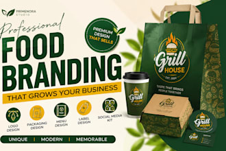 design food branding, restaurant logo and packaging design