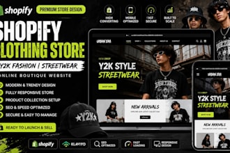 build shopify clothing store y2k fashion online boutique and streetwear website