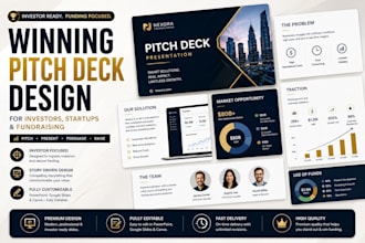 design winning pitch deck presentatin for investors startups and fundraising