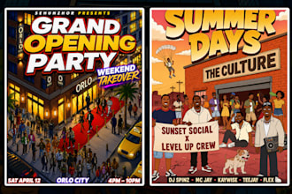 design llustration cartoon flyer, poster and banner for events