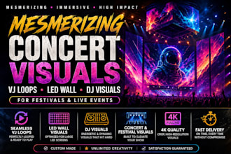 create mesmerizing concert visuals, vj loop led wall  dj visual for festival