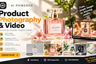 design premium ai product and lifestyle photos and video