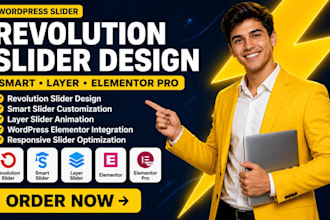 design revolution slider, smart slider, and layer slider using wordpress in 24h