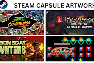 steam capsule art game poster steam store page cover art marketing banner design