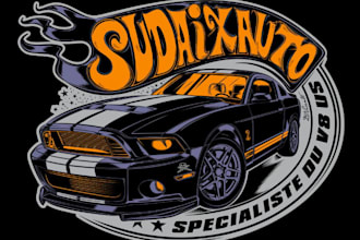make custom high quality racing car logo with t shirt design