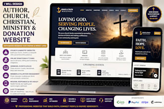 build author website, church website, christian, ministry and donation website