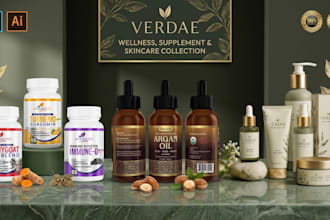 design supplement label, bottle label, product packaging and box design