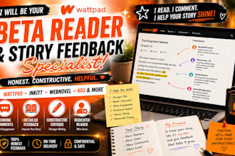 beta read review and comment on wattpad, webnovel story, novel with feedback