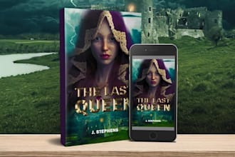 design book cover or ebook cover with back and spine