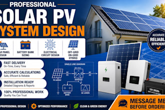 design solar pannel system, battery bank, pv system and electrical circuit