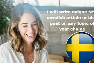 write unique SEO swedish article or blog post on any topic of your choice