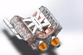 3dcad mechanical engine product design,modeling solidworks design for cnc print