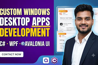 develop a custom windows desktop application in c sharp, wpf, avalonia