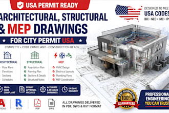 permit ready architectural, structural and mep drawings for city permit tx,ca,ny