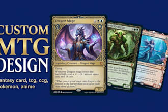 mtg card game design, pokemon tcg trading card, anime fantasy card illustration