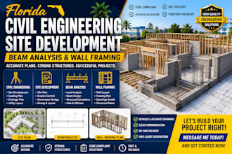 provide florida civil engineering site development beam analysis, wall framing