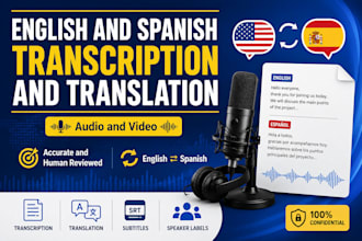 transcribe and translate english and spanish audio or video