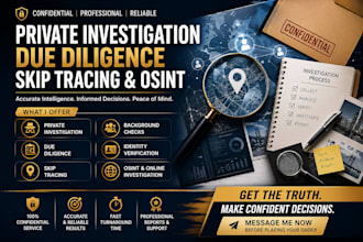 do due diligence, skip tracing, background check and osint research