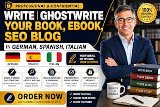 write ghost your book ebook seo blog in german spanish italian