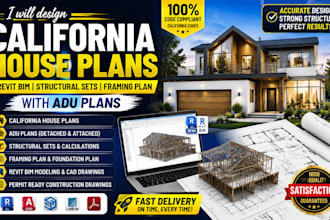 design california house plans, revit bim, structural sets, framing plan,adu plan