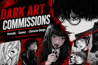 draw a dark manga character illustration