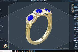 design custom 3d cad jewelry rings for 3d printing and rendering