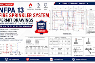 ca tx fl ny nj VA pa co nfpa 13 fire sprinkler system permit drawing