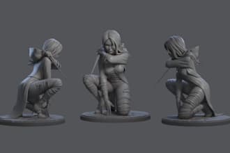 sculpt anime game character figurine collectible statue stl resin 3d printing