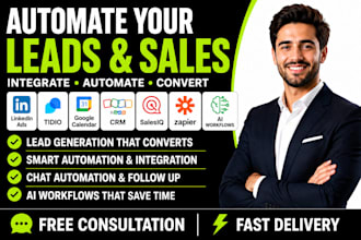 setup linkedin ads tidio google calendar zoho CRM salesiq zapier ai workflows