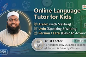 be an expert online tutor for arabic urdu and persian for kids