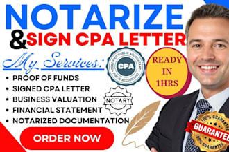 cpa verified and notarized proof of fund documentation funding application 1hr