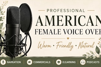 record a warm, friendly american female voice over