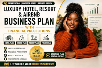 write luxury hotel resort airbnb rental business plan with financial projection