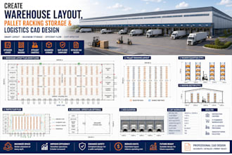 create warehouse layout, pallet racking storage and logistics cad design