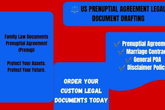 do US prenuptial agreement, marriage certificate, general poa, disclaimer policy
